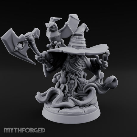 Axe Swinging Familiar Perching Gnome Warlock Miniature for Dungeons and Dragons, Pathfinder or other TTRPGs