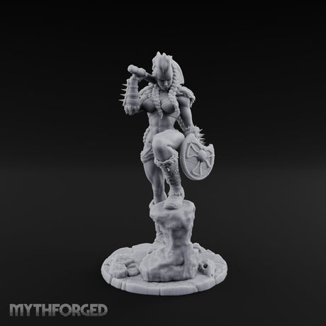 Axe Swinging Knee Raised Human Barbarian Miniature for Dungeons and Dragons, Pathfinder or other TTRPGs