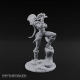 Axe Swinging Knee Raised Human Barbarian Miniature for Dungeons and Dragons, Pathfinder or other TTRPGs