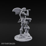Axe Swinging Knee Raised Human Barbarian Miniature for Dungeons and Dragons, Pathfinder or other TTRPGs