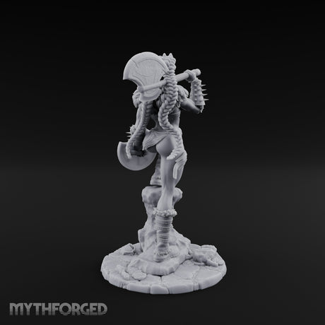 Axe Swinging Knee Raised Human Barbarian Miniature for Dungeons and Dragons, Pathfinder or other TTRPGs