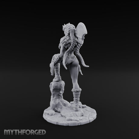 Axe Swinging Knee Raised Human Barbarian Miniature for Dungeons and Dragons, Pathfinder or other TTRPGs