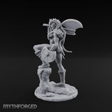 Axe Swinging Knee Raised Human Barbarian Miniature for Dungeons and Dragons, Pathfinder or other TTRPGs