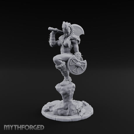 Axe Swinging Knee Raised Human Barbarian Miniature for Dungeons and Dragons, Pathfinder or other TTRPGs