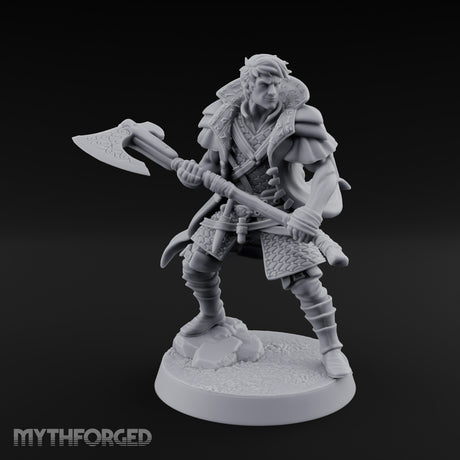 Axe Swinging Lunge Human Hunter Miniature for Dungeons and Dragons, Pathfinder or other TTRPGs