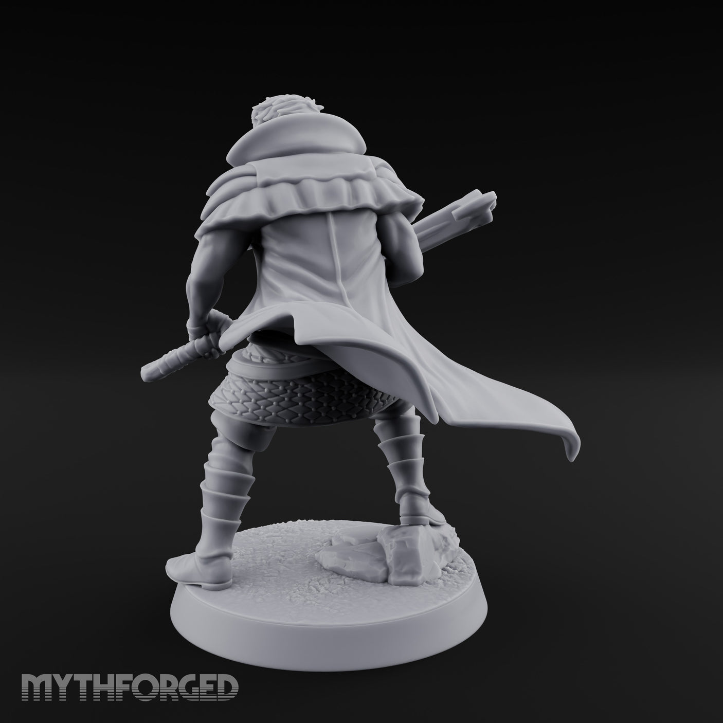 Axe Swinging Lunge Human Hunter Miniature for Dungeons and Dragons, Pathfinder or other TTRPGs
