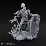 Axe Swinging Shield Lunging Human Warlord Miniature for Dungeons and Dragons, Pathfinder or other TTRPGs