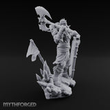 Axe Swinging Shield Lunging Human Warlord Miniature for Dungeons and Dragons, Pathfinder or other TTRPGs