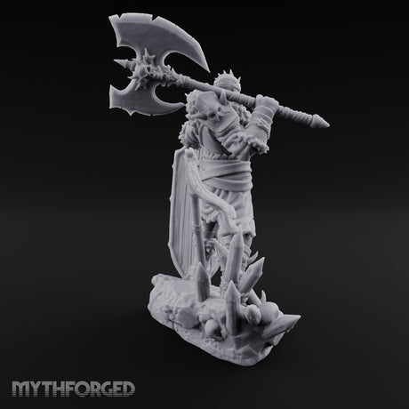 Axe Swinging Shield Lunging Human Warlord Miniature for Dungeons and Dragons, Pathfinder or other TTRPGs