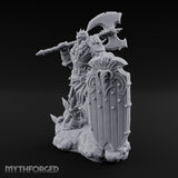 Axe Swinging Shield Lunging Human Warlord Miniature for Dungeons and Dragons, Pathfinder or other TTRPGs