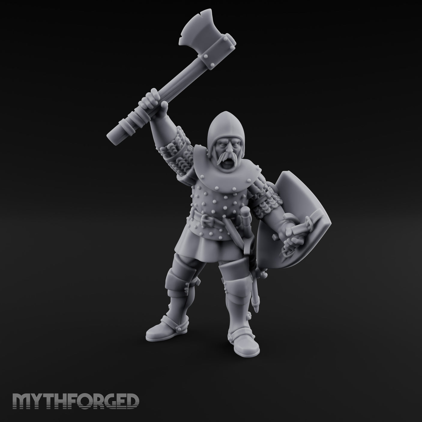 Axe Swinging Yelling Human Captain Miniature for Dungeons and Dragons, Pathfinder or other TTRPGs