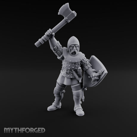 Axe Swinging Yelling Human Captain Miniature for Dungeons and Dragons, Pathfinder or other TTRPGs