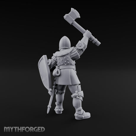 Axe Swinging Yelling Human Captain Miniature for Dungeons and Dragons, Pathfinder or other TTRPGs