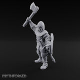 Axe Swinging Yelling Human Captain Miniature for Dungeons and Dragons, Pathfinder or other TTRPGs