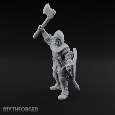 Axe Swinging Yelling Human Captain Miniature for Dungeons and Dragons, Pathfinder or other TTRPGs