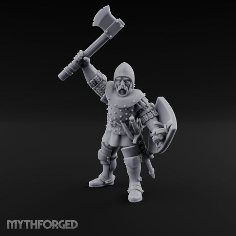 Axe Swinging Yelling Human Captain Miniature for Dungeons and Dragons, Pathfinder or other TTRPGs