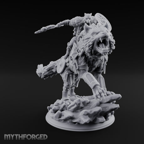 Axe Thrusting Wolf Rider — 75mm