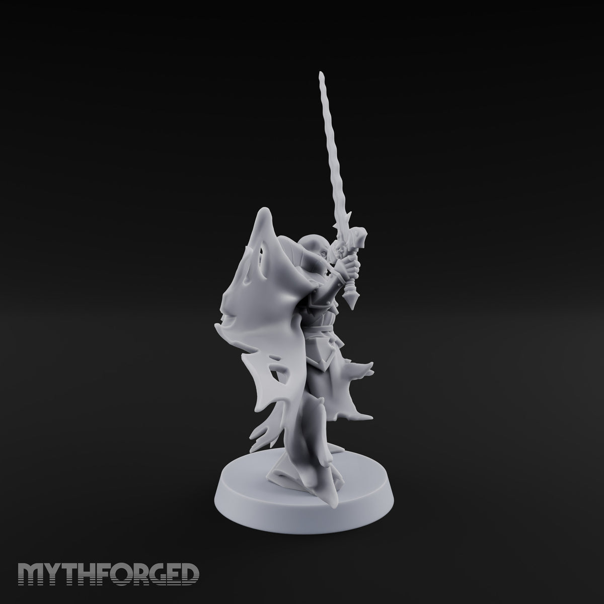 Tattered Cape, Fresh Fangs Vampire Lord with Wavy Sword and Shield