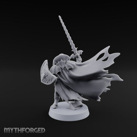 Tattered Cape, Fresh Fangs Vampire Lord with Wavy Sword and Shield