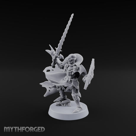 Tattered Cape, Fresh Fangs Vampire Lord with Wavy Sword and Shield