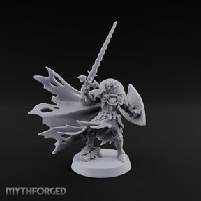 Tattered Cape, Fresh Fangs Vampire Lord with Wavy Sword and Shield