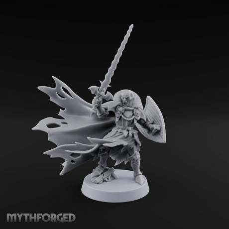 Tattered Cape, Fresh Fangs Vampire Lord with Wavy Sword and Shield