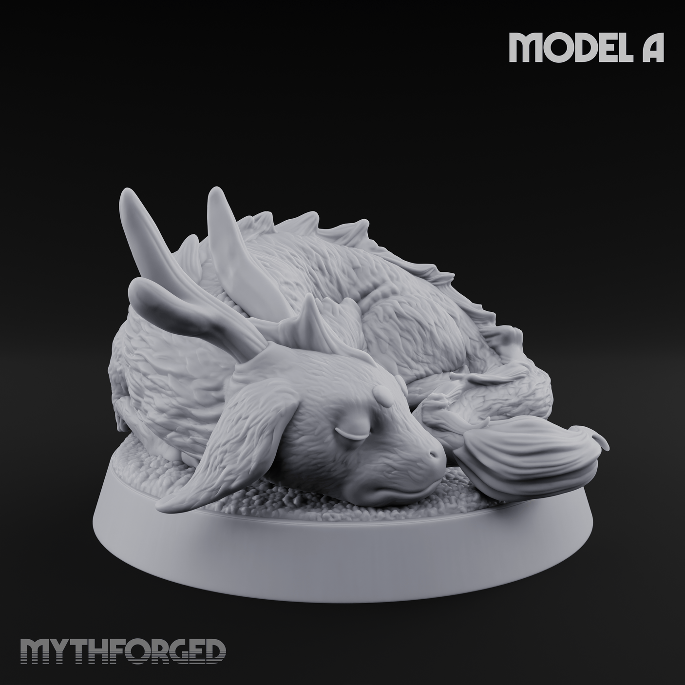 Curled Up Slumbering Faerie Dragon Wyrmling A Miniature for Dungeons and Dragons, Pathfinder or other TTRPGs