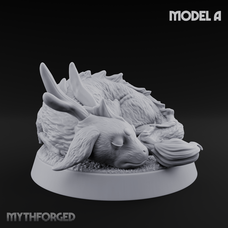Curled Up Slumbering Faerie Dragon Wyrmling A Miniature for Dungeons and Dragons, Pathfinder or other TTRPGs