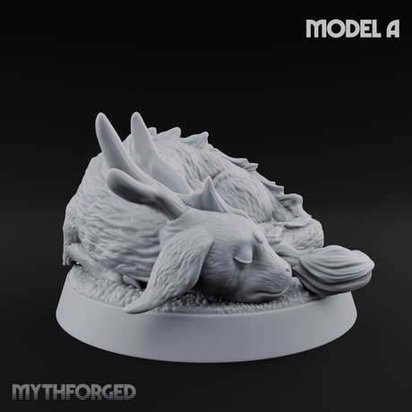 Curled Up Slumbering Faerie Dragon Wyrmling A Miniature for Dungeons and Dragons, Pathfinder or other TTRPGs