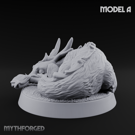 Curled Up Slumbering Faerie Dragon Wyrmling A Miniature for Dungeons and Dragons, Pathfinder or other TTRPGs