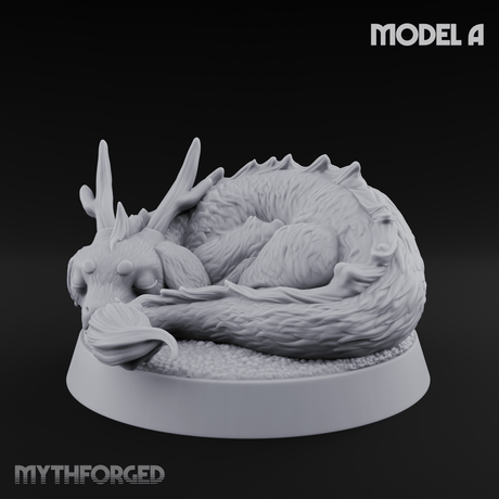 Curled Up Slumbering Faerie Dragon Wyrmling A Miniature for Dungeons and Dragons, Pathfinder or other TTRPGs