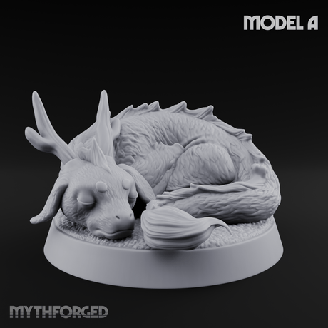 Curled Up Slumbering Faerie Dragon Wyrmling A Miniature for Dungeons and Dragons, Pathfinder or other TTRPGs