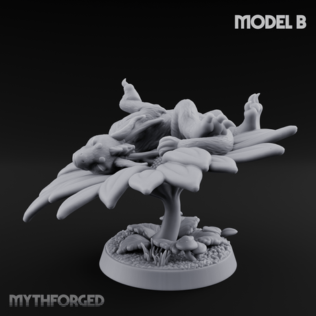 Curled Up Slumbering Faerie Dragon Wyrmling B Miniature for Dungeons and Dragons, Pathfinder or other TTRPGs