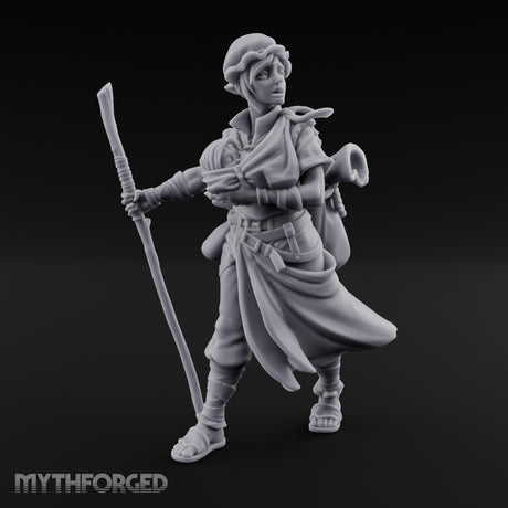 Baby Clutching Frantic Human Refugee Miniature for Dungeons and Dragons, Pathfinder or other TTRPGs