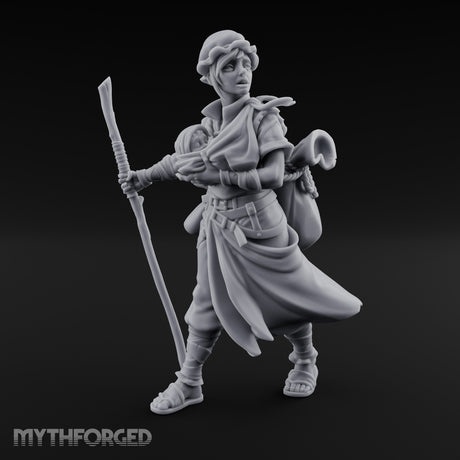Baby Clutching Frantic Human Refugee Miniature for Dungeons and Dragons, Pathfinder or other TTRPGs