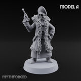 Pistol Toting Fur Lined Skeleton Masked Commissar A Miniature for Dungeons and Dragons, Pathfinder or other TTRPGs