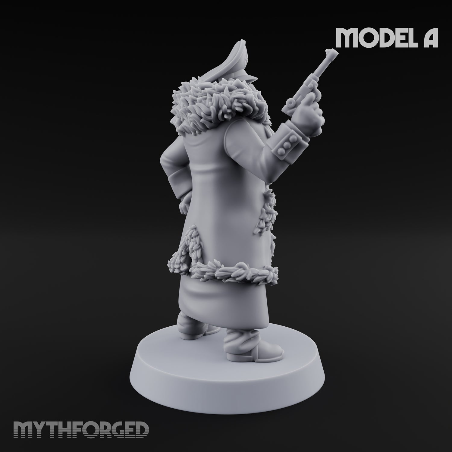 Pistol Toting Fur Lined Skeleton Masked Commissar A Miniature for Dungeons and Dragons, Pathfinder or other TTRPGs