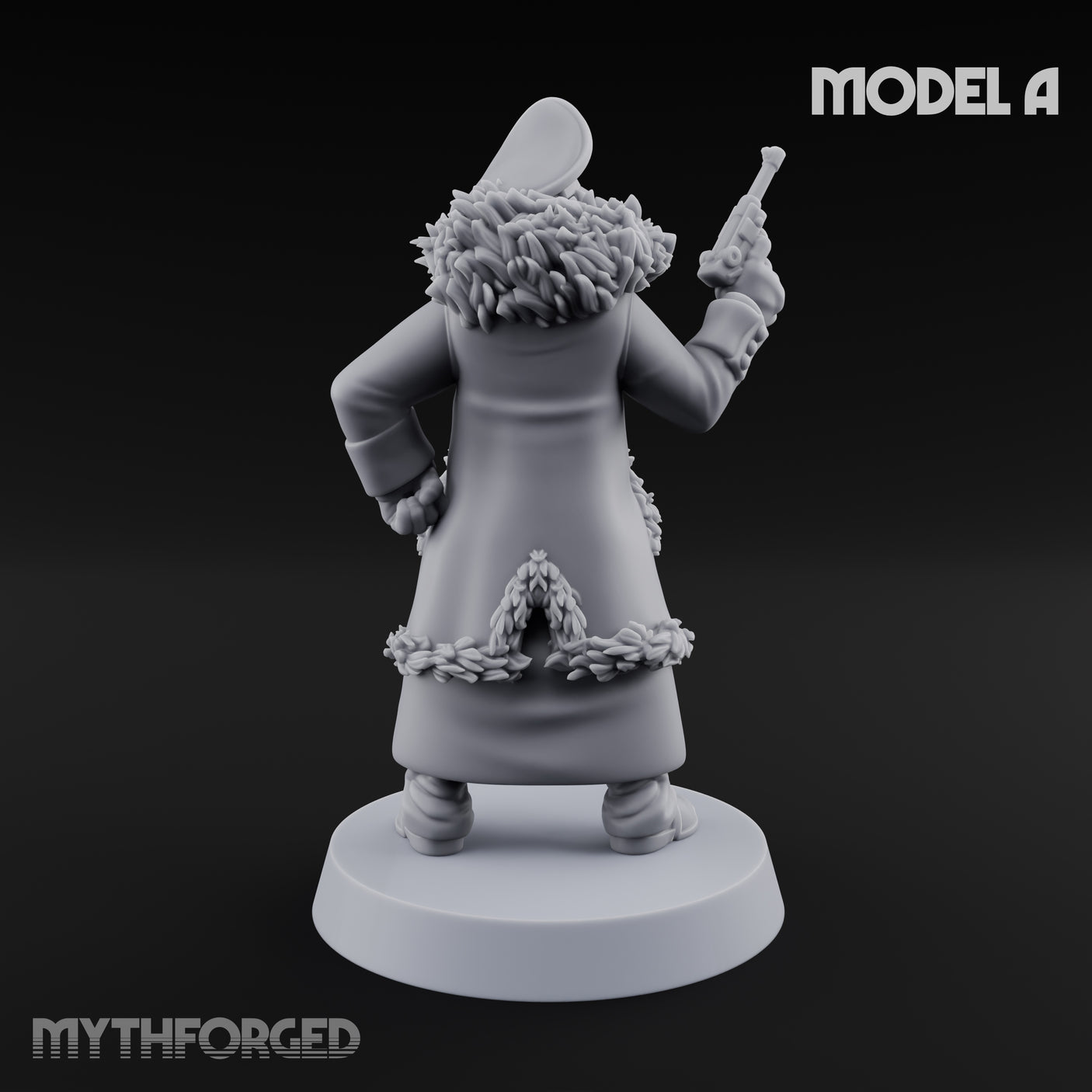 Pistol Toting Fur Lined Skeleton Masked Commissar A Miniature for Dungeons and Dragons, Pathfinder or other TTRPGs