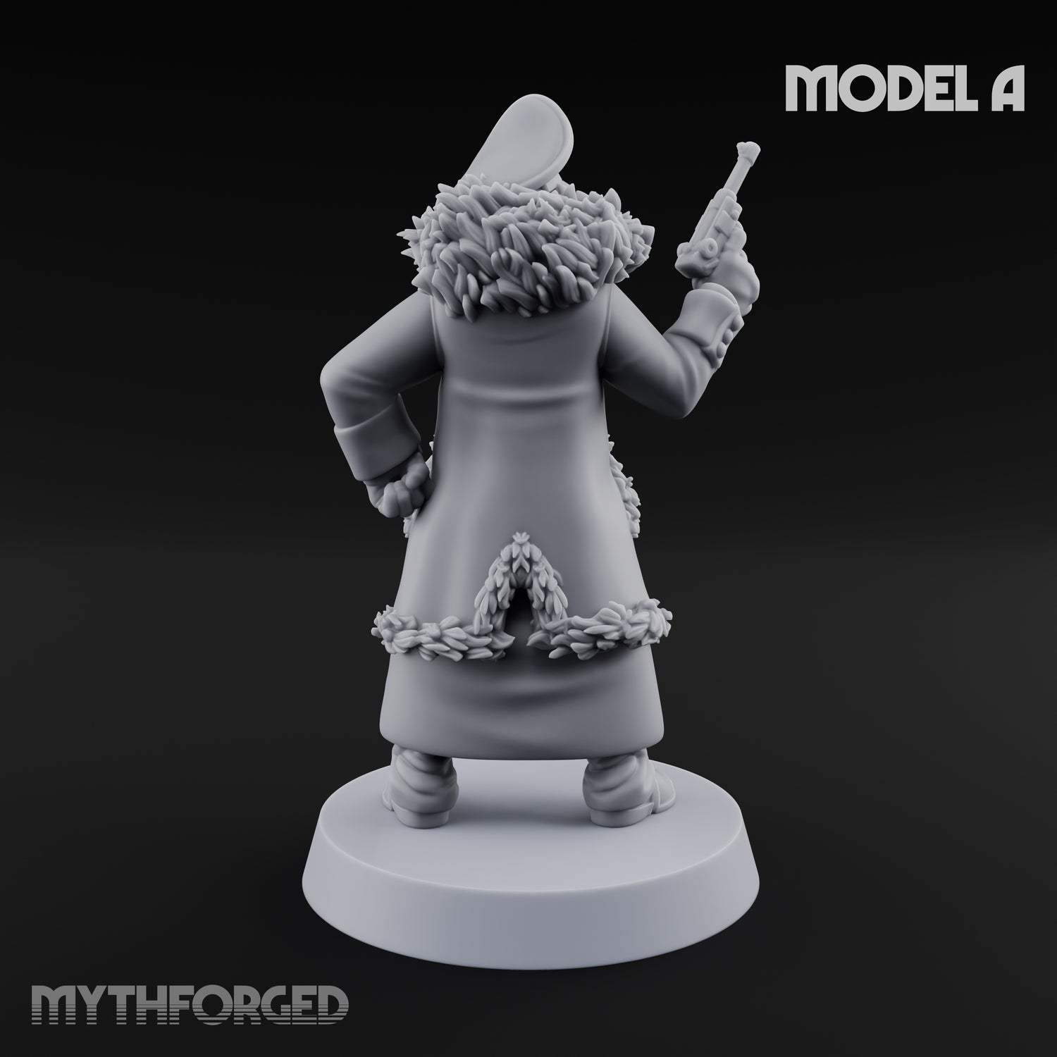Pistol Toting Fur Lined Skeleton Masked Commissar A Miniature for Dungeons and Dragons, Pathfinder or other TTRPGs