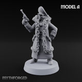 Pistol Toting Fur Lined Skeleton Masked Commissar A Miniature for Dungeons and Dragons, Pathfinder or other TTRPGs