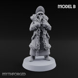 Pistol Toting Fur Lined Skeleton Masked Commissar B Miniature for Dungeons and Dragons, Pathfinder or other TTRPGs