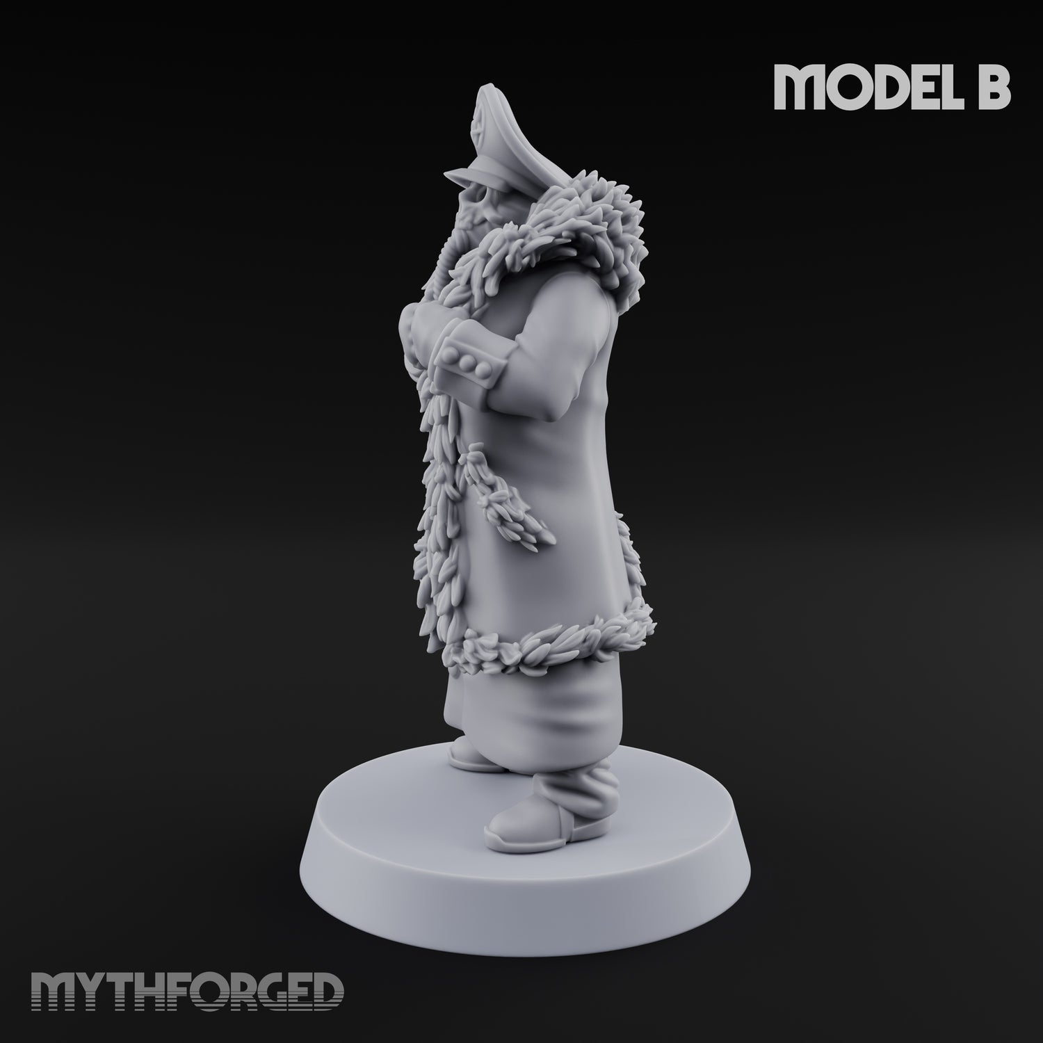 Pistol Toting Fur Lined Skeleton Masked Commissar B Miniature for Dungeons and Dragons, Pathfinder or other TTRPGs