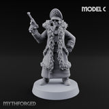 Gas-Masked Trenchcoated Troopers Miniature for Dungeons and Dragons, Pathfinder or other TTRPGs