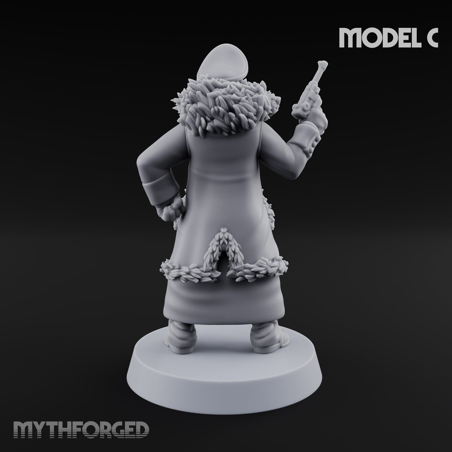 Pistol Toting Fur Lined Skeleton Masked Commissar C Miniature for Dungeons and Dragons, Pathfinder or other TTRPGs
