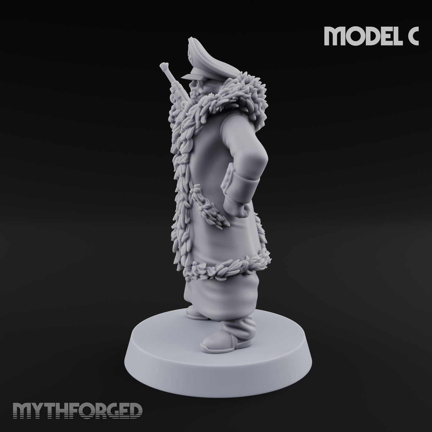 Pistol Toting Fur Lined Skeleton Masked Commissar C Miniature for Dungeons and Dragons, Pathfinder or other TTRPGs