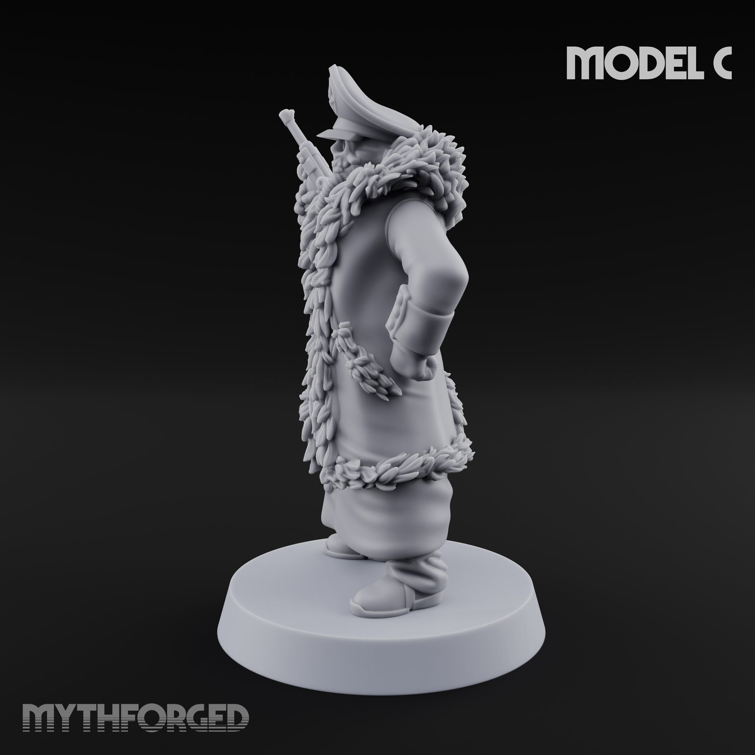 Pistol Toting Fur Lined Skeleton Masked Commissar C Miniature for Dungeons and Dragons, Pathfinder or other TTRPGs