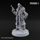 Pistol Toting Fur Lined Skeleton Masked Commissar C Miniature for Dungeons and Dragons, Pathfinder or other TTRPGs