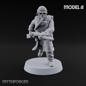 Gas-Masked Trenchcoated Skeleton Trooper A Miniature for Dungeons and Dragons, Pathfinder or other TTRPGs