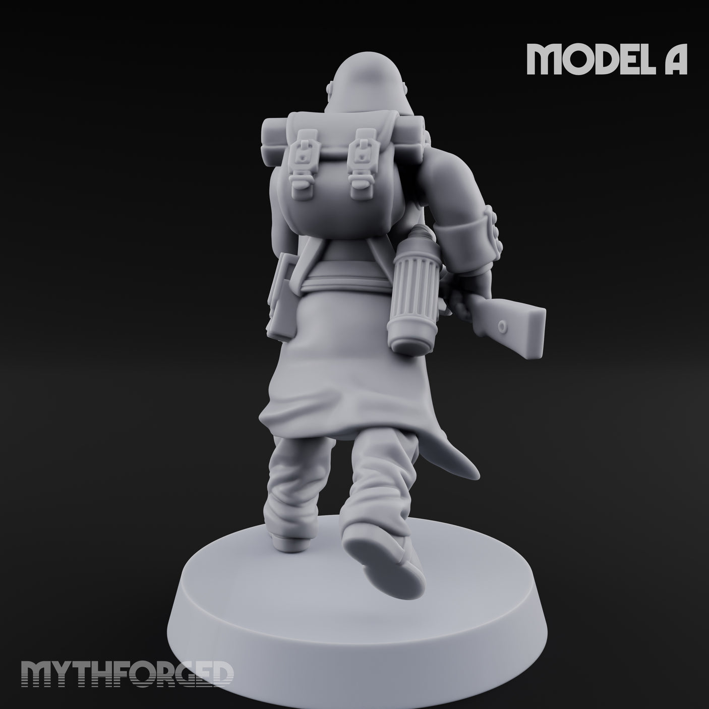 Gas-Masked Trenchcoated Skeleton Trooper A Miniature for Dungeons and Dragons, Pathfinder or other TTRPGs