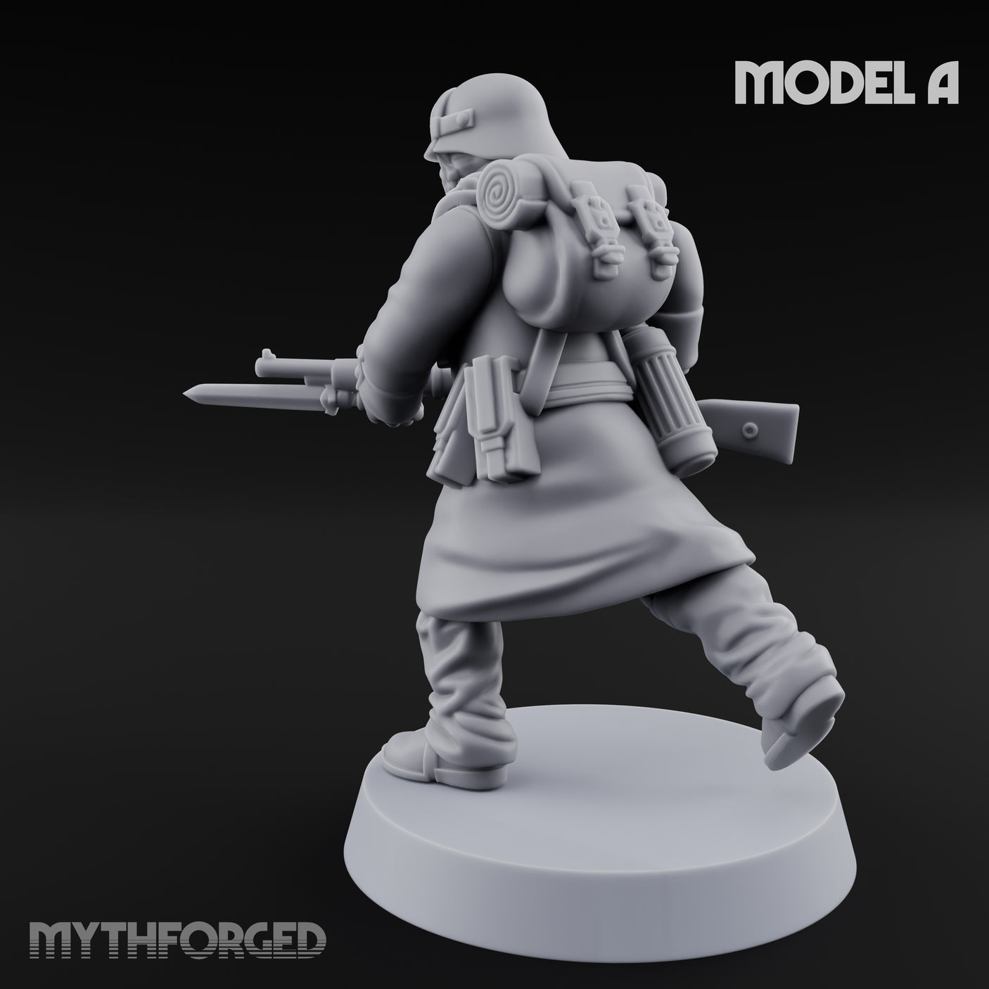 Gas-Masked Trenchcoated Skeleton Trooper A Miniature for Dungeons and Dragons, Pathfinder or other TTRPGs